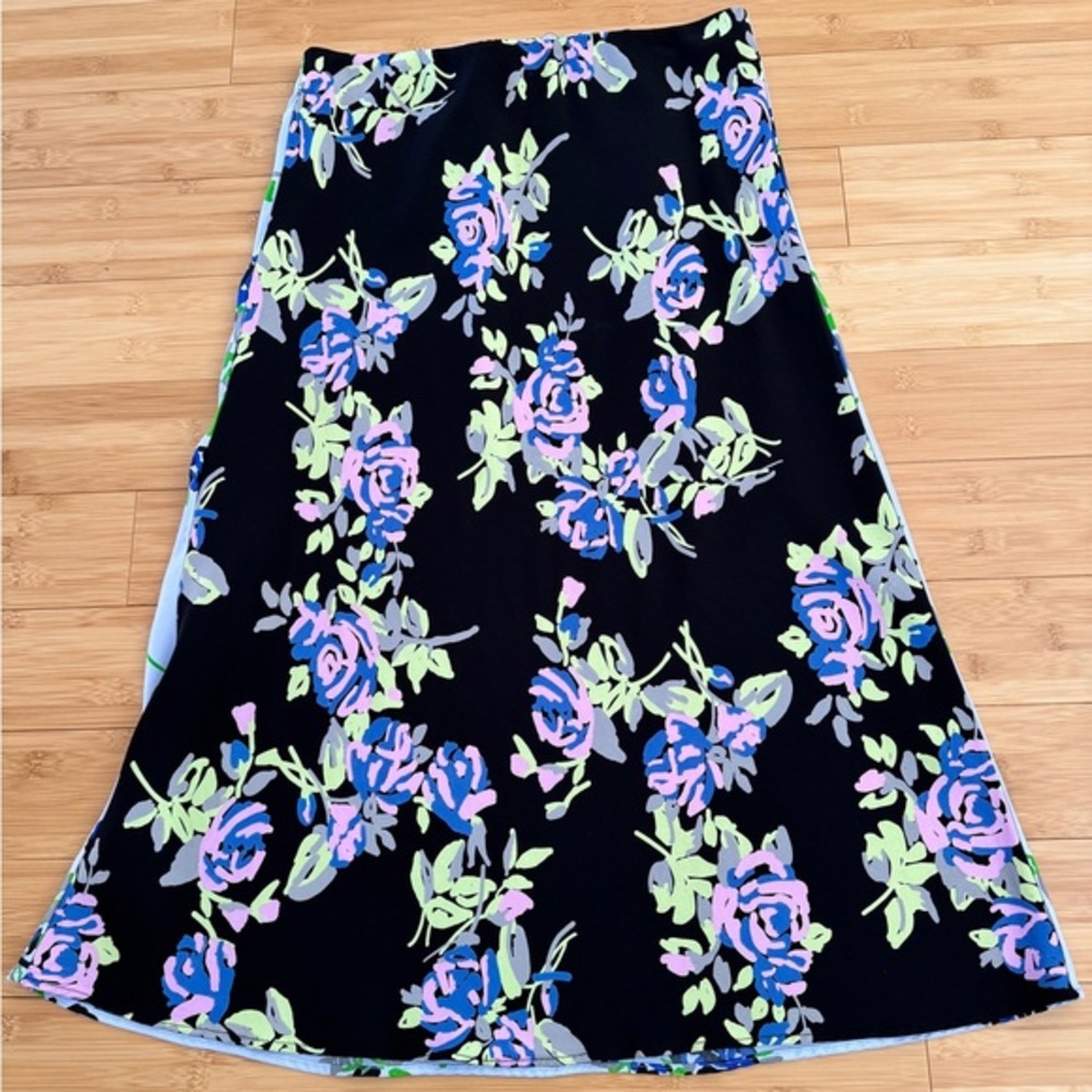 ASOS Black and blue Floral Design midi skirt